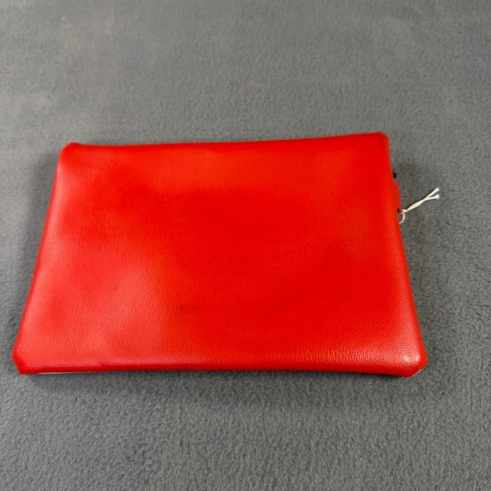 Target Embroidered‎ Zipper Pouch Tell Me I'm Pretty Faux Leather Makeup Bag Red